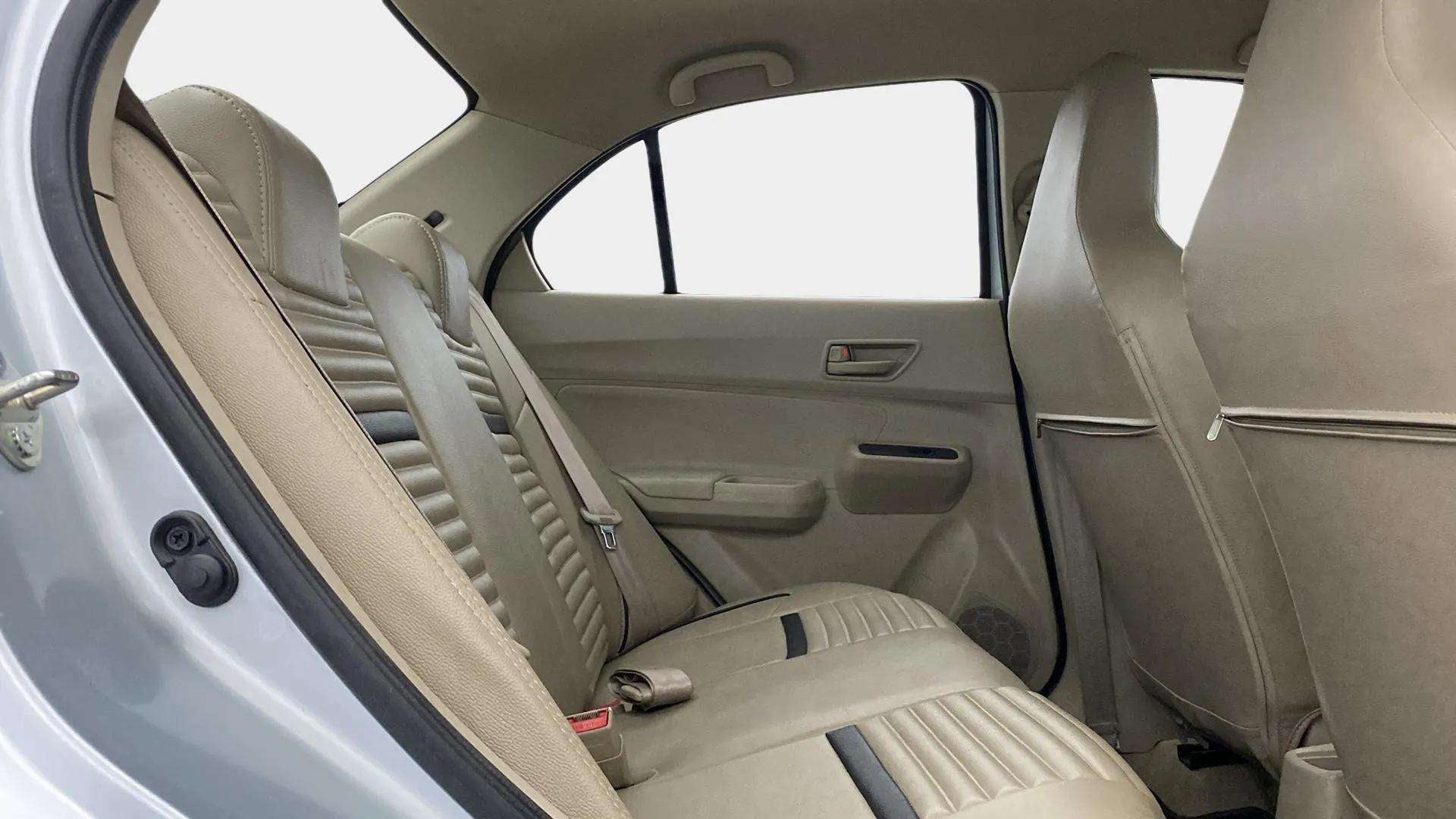Rear seat interior view of a Maruti Suzuki Dzire 2018-2023