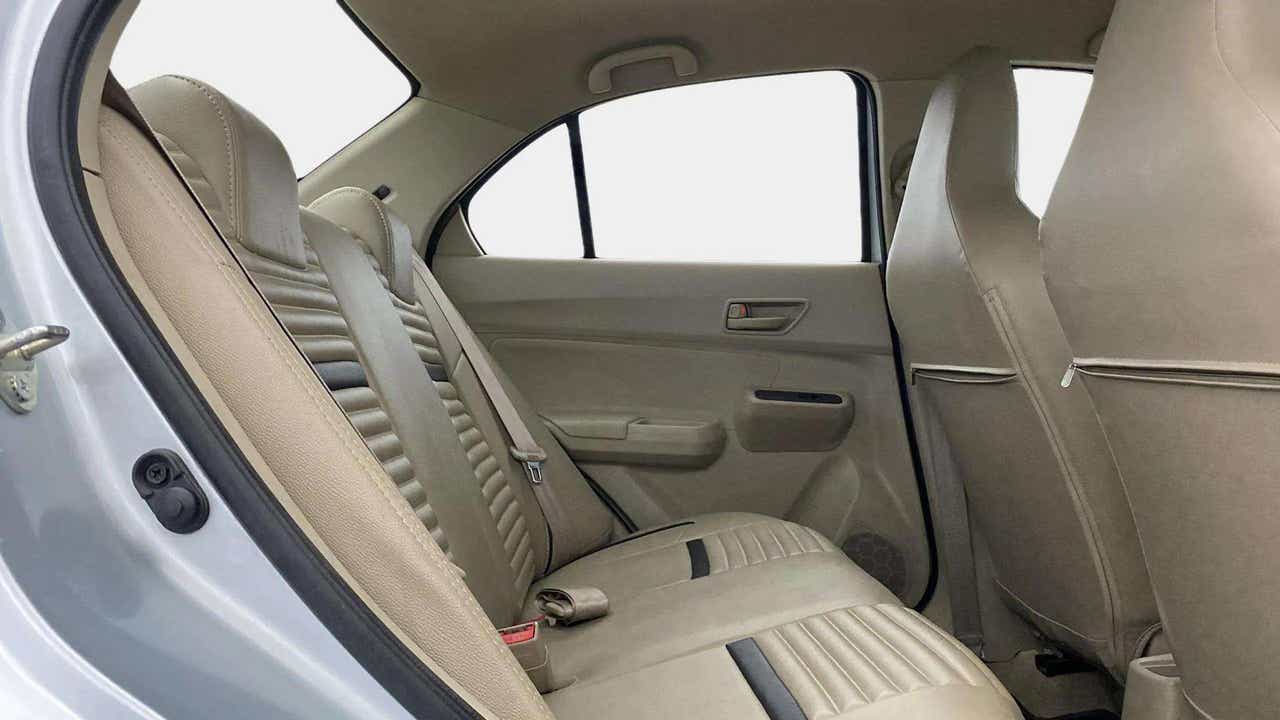 Rear seat interior view of a Maruti Suzuki Dzire 2018-2023