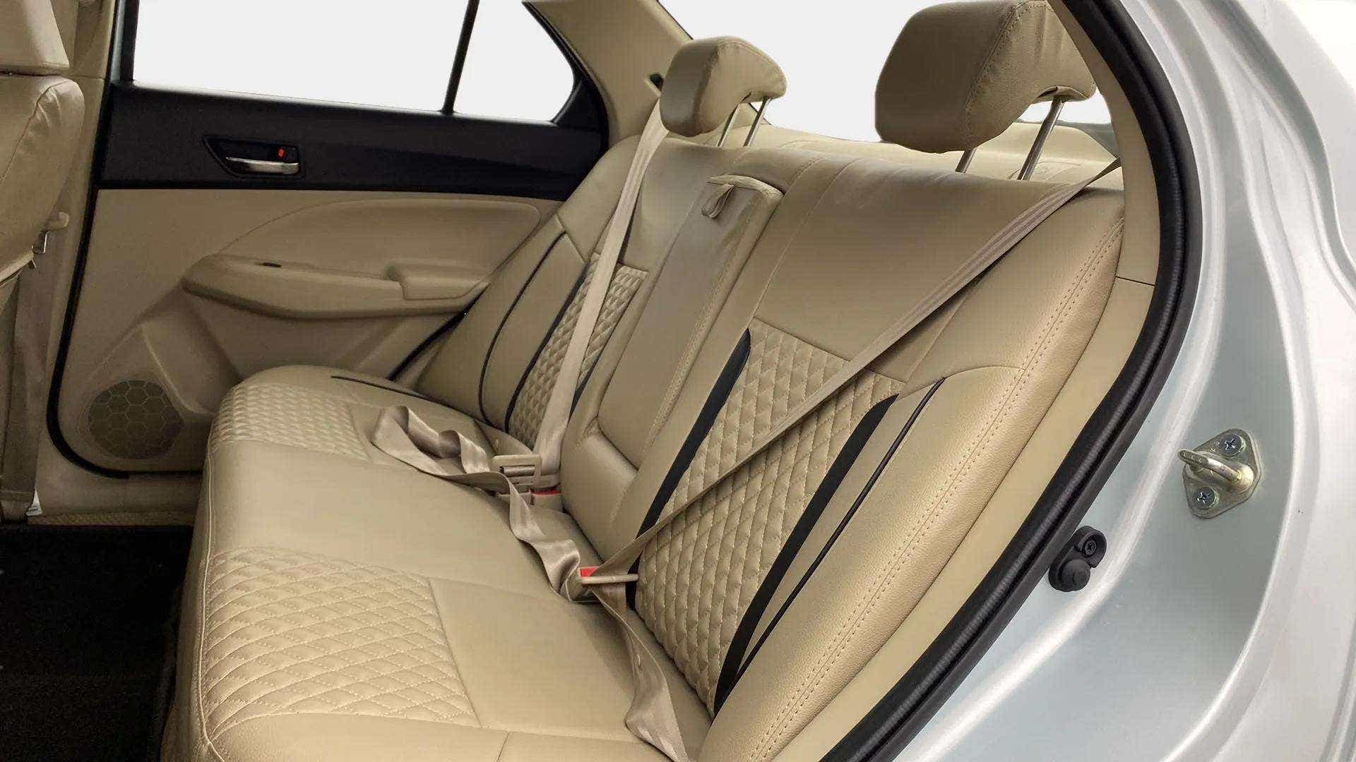 Rear seat interior of a Maruti Suzuki Dzire