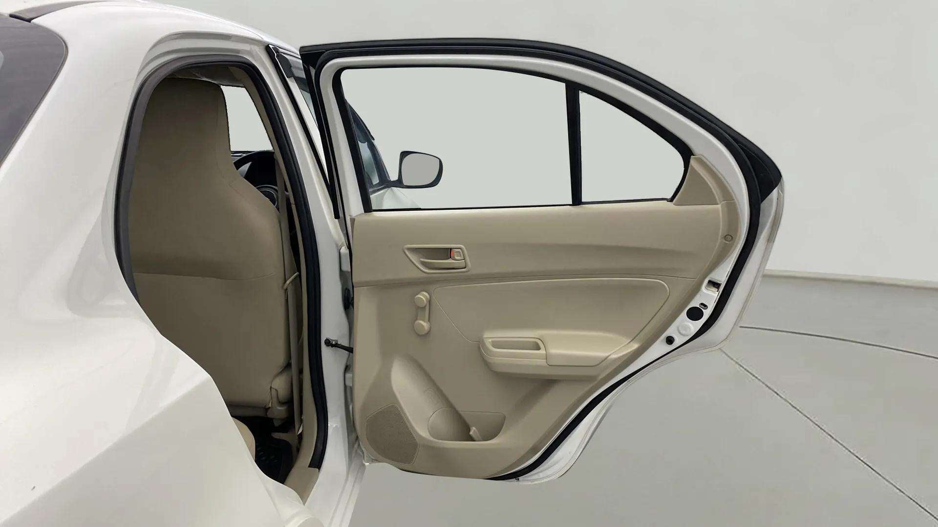 Rear door and seat view of a Maruti Suzuki Dzire