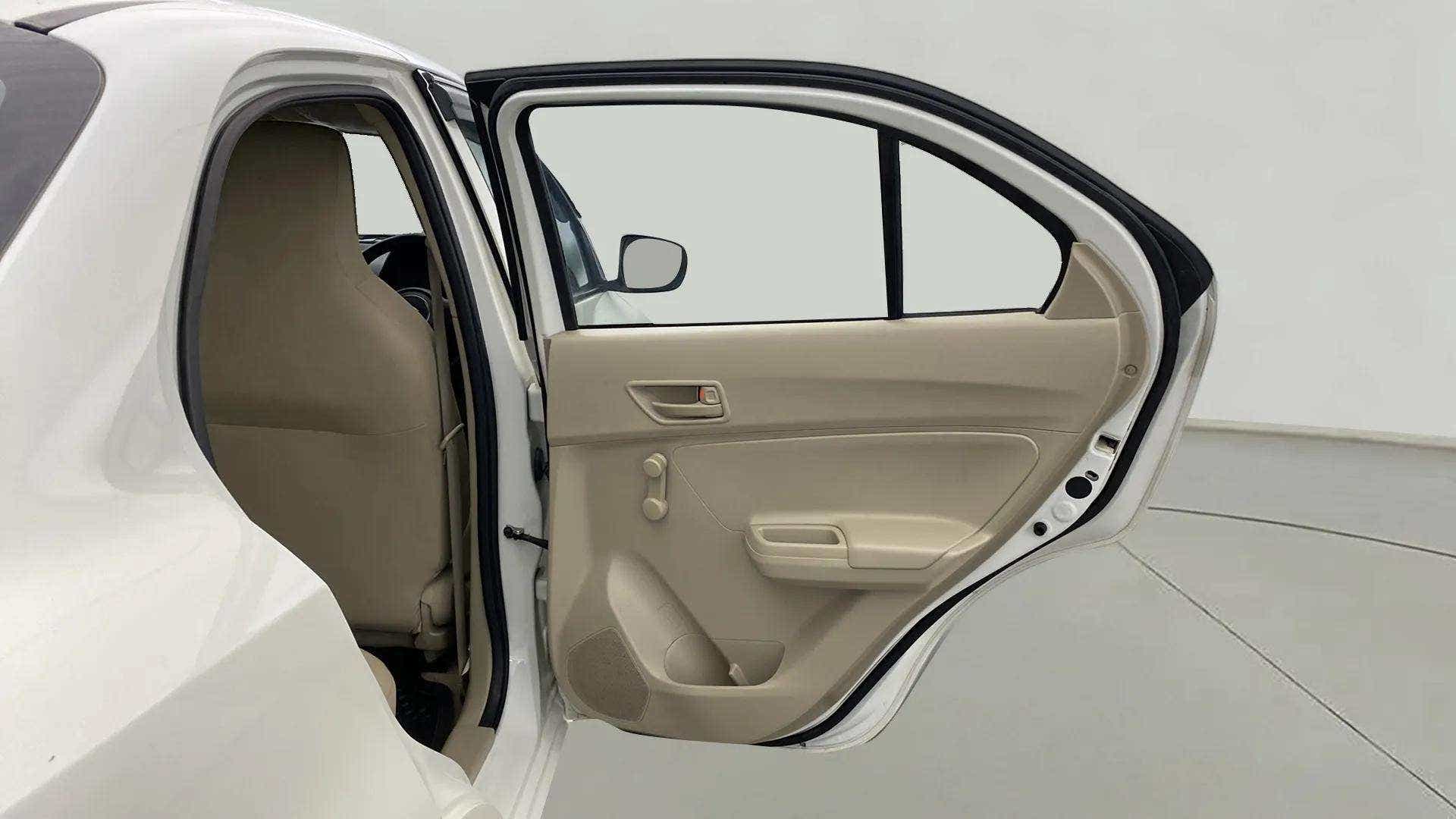 Rear door and seat view of a Maruti Suzuki Dzire