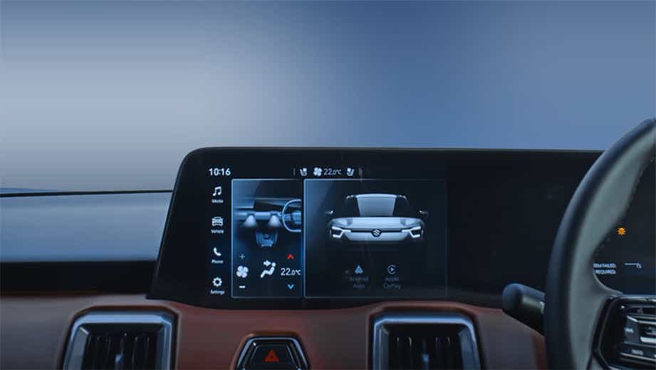 Dashboard display of a Maruti Suzuki e Vitara