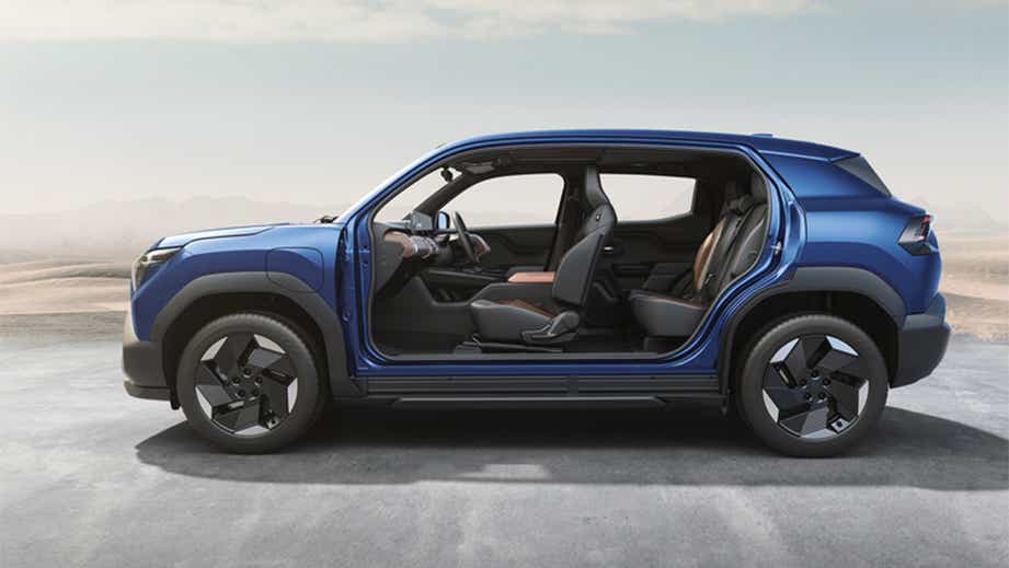 Side interior view of a Nexa Blue Maruti Suzuki e Vitara