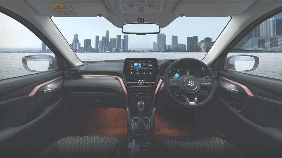 Interior dashboard of a Maruti Suzuki e Vitara