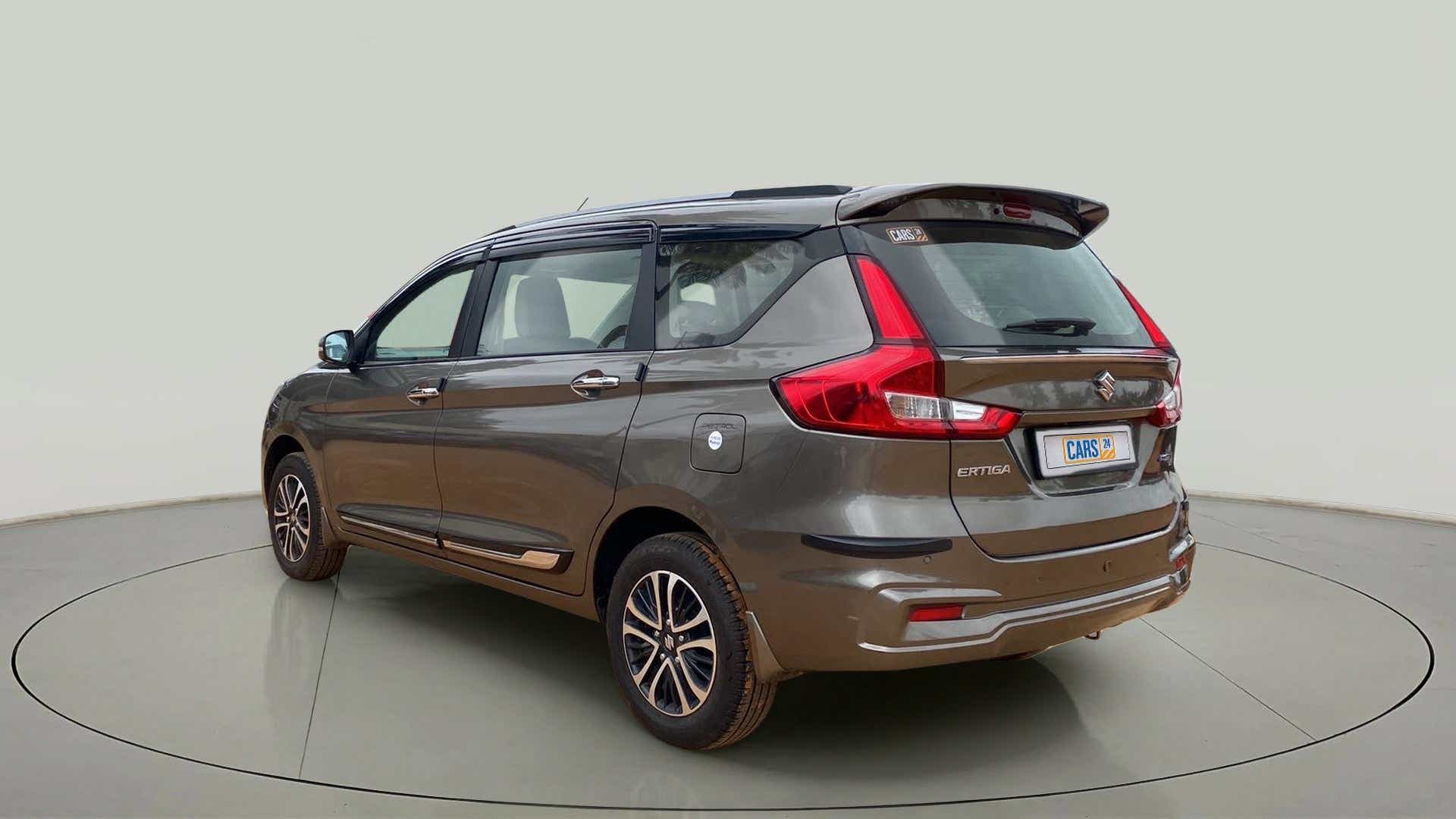 Rear three-quarter view of a Maruti Suzuki Ertiga