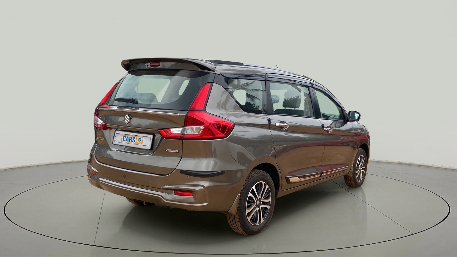 Rear three-quarter view of a Maruti Suzuki Ertiga