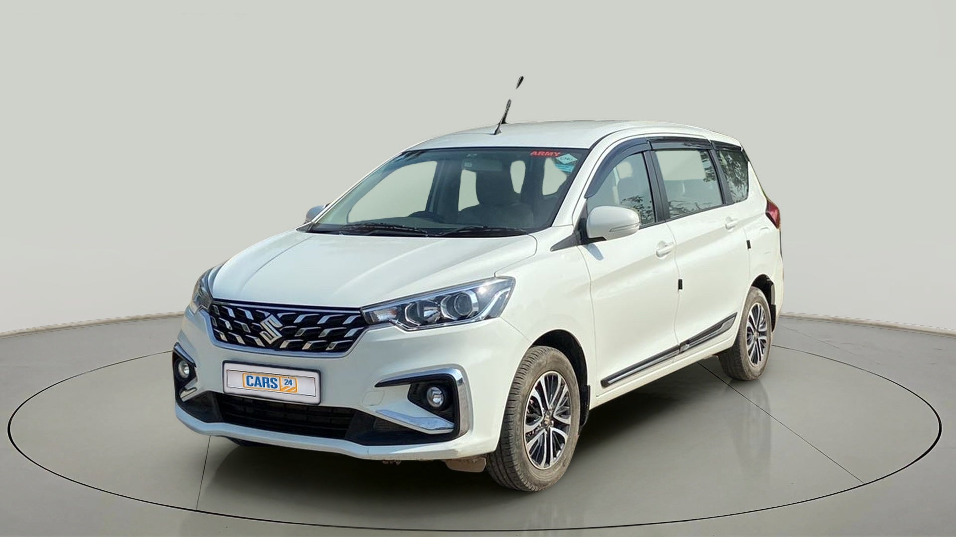 Front three-quarter view of a Maruti Suzuki Ertiga