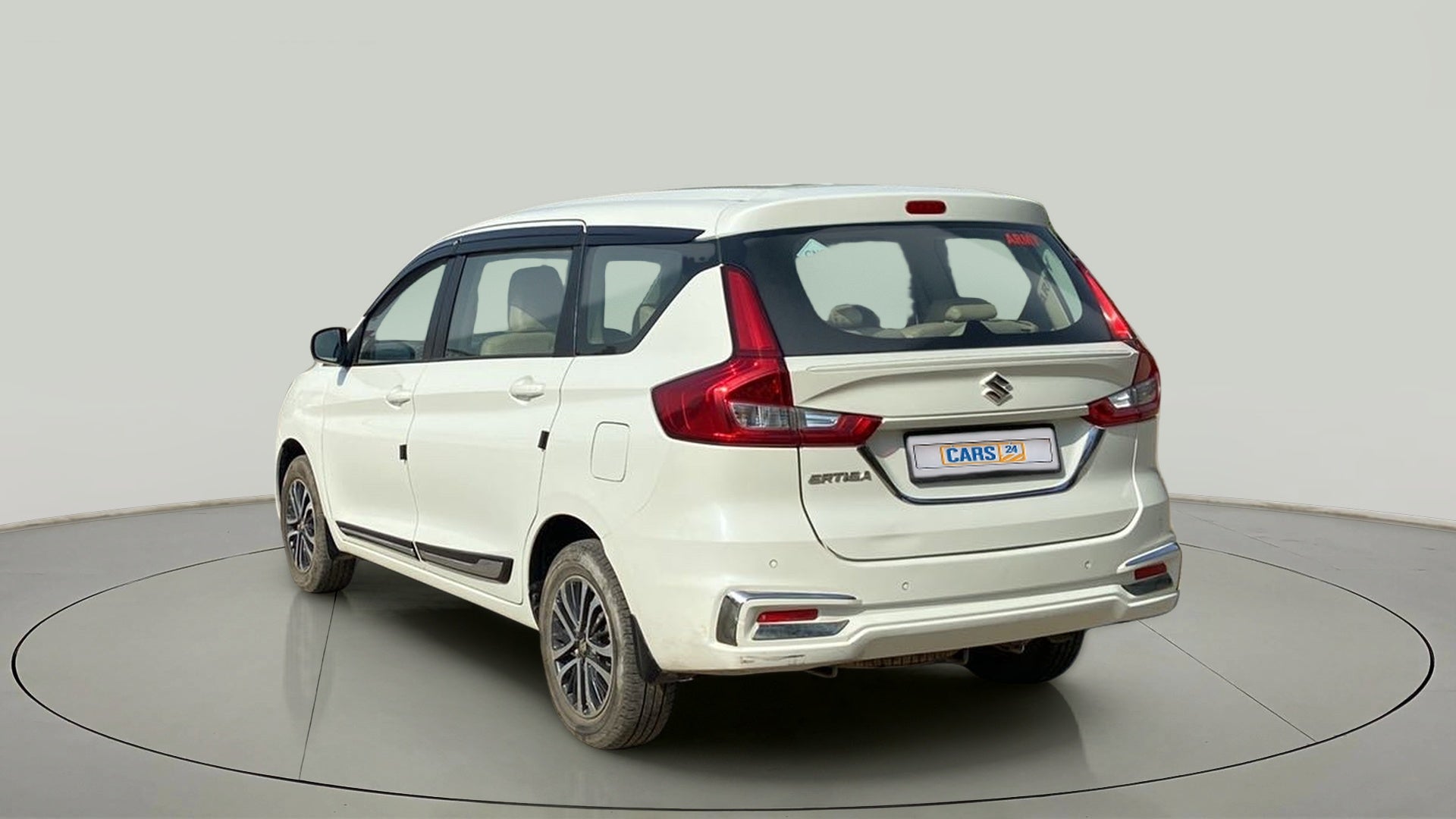Rear three-quarter view of a Maruti Suzuki Ertiga