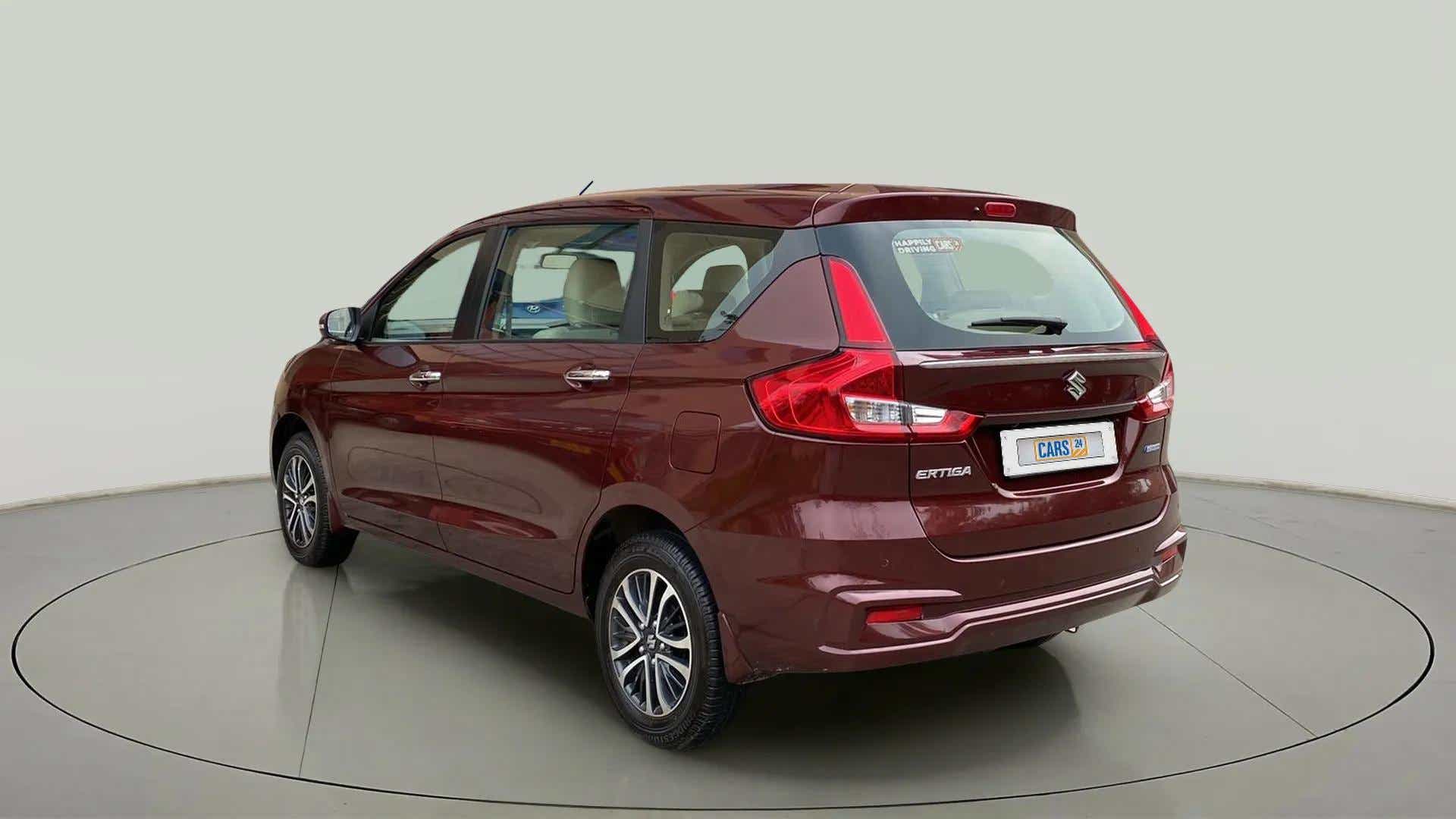Rear three-quarter view of a Maruti Suzuki Ertiga