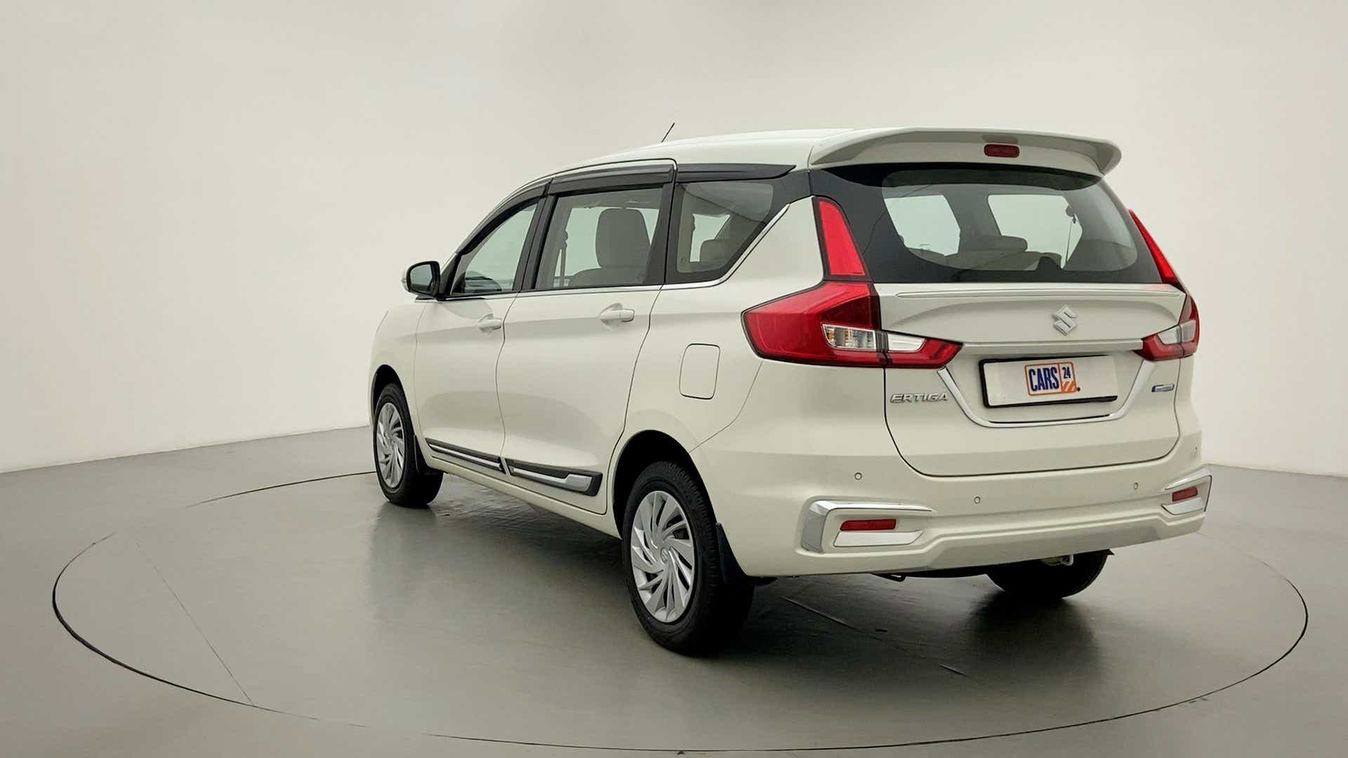 Rear three-quarter view of a Maruti Suzuki Ertiga