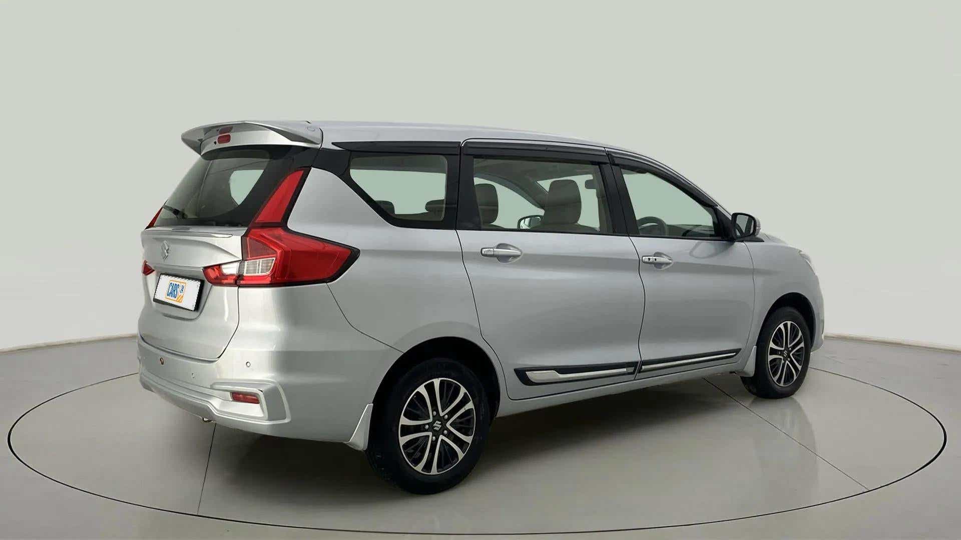 Rear three-quarter of a Maruti Suzuki Ertiga