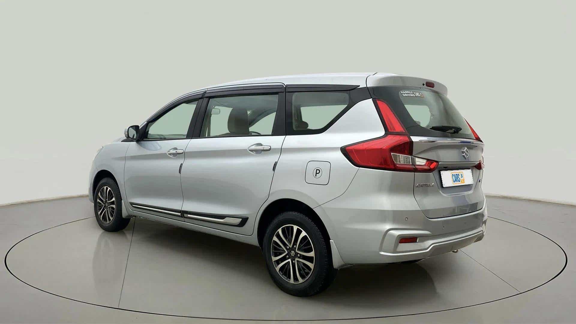 Rear three-quarter view of a Maruti Suzuki Ertiga