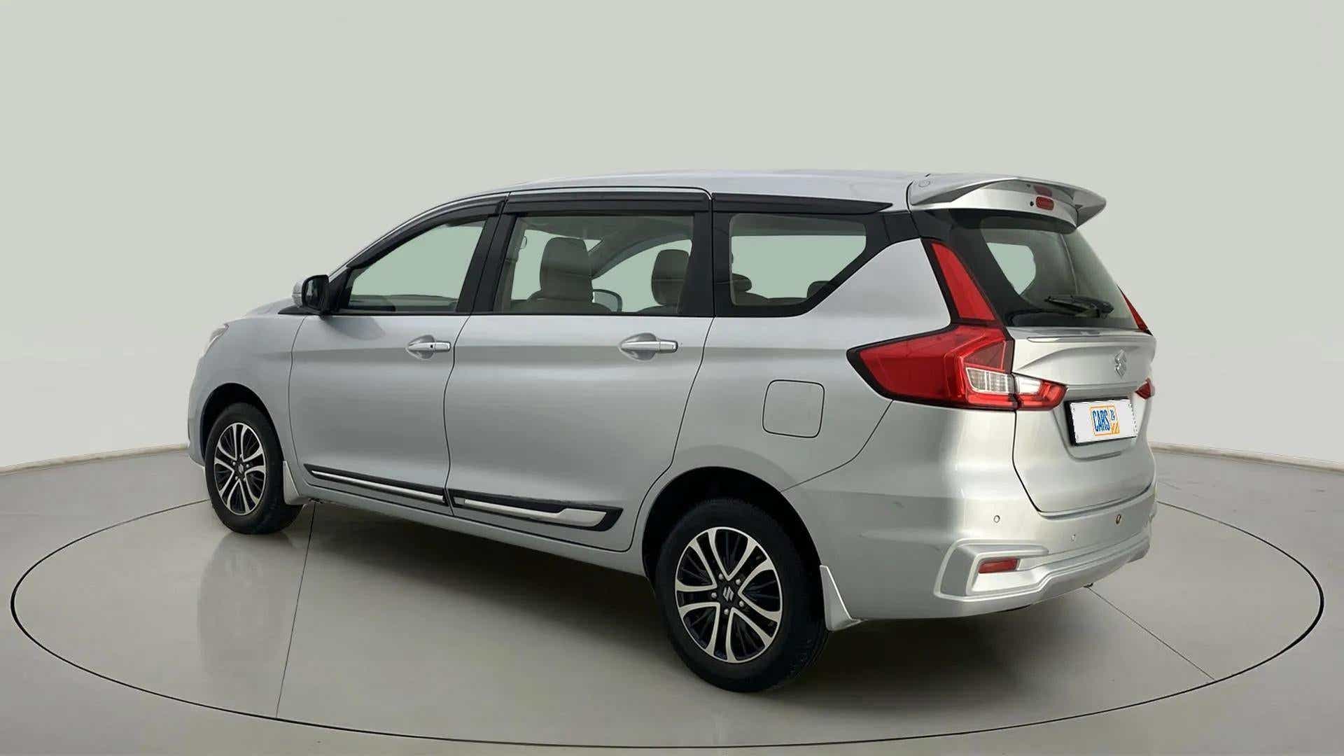 Rear three-quarter view of a Maruti Suzuki Ertiga