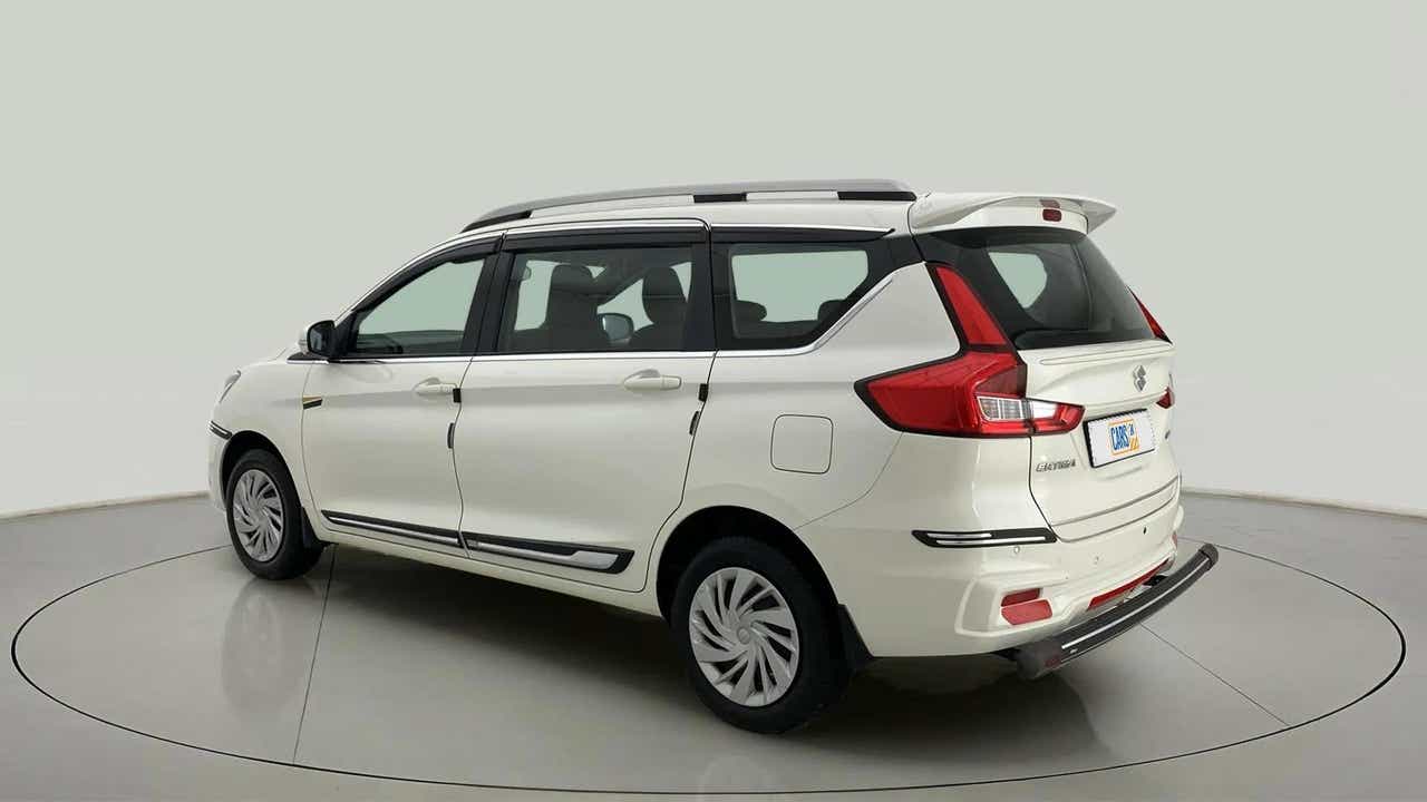 Rear three-quarter view of a Maruti Suzuki Ertiga