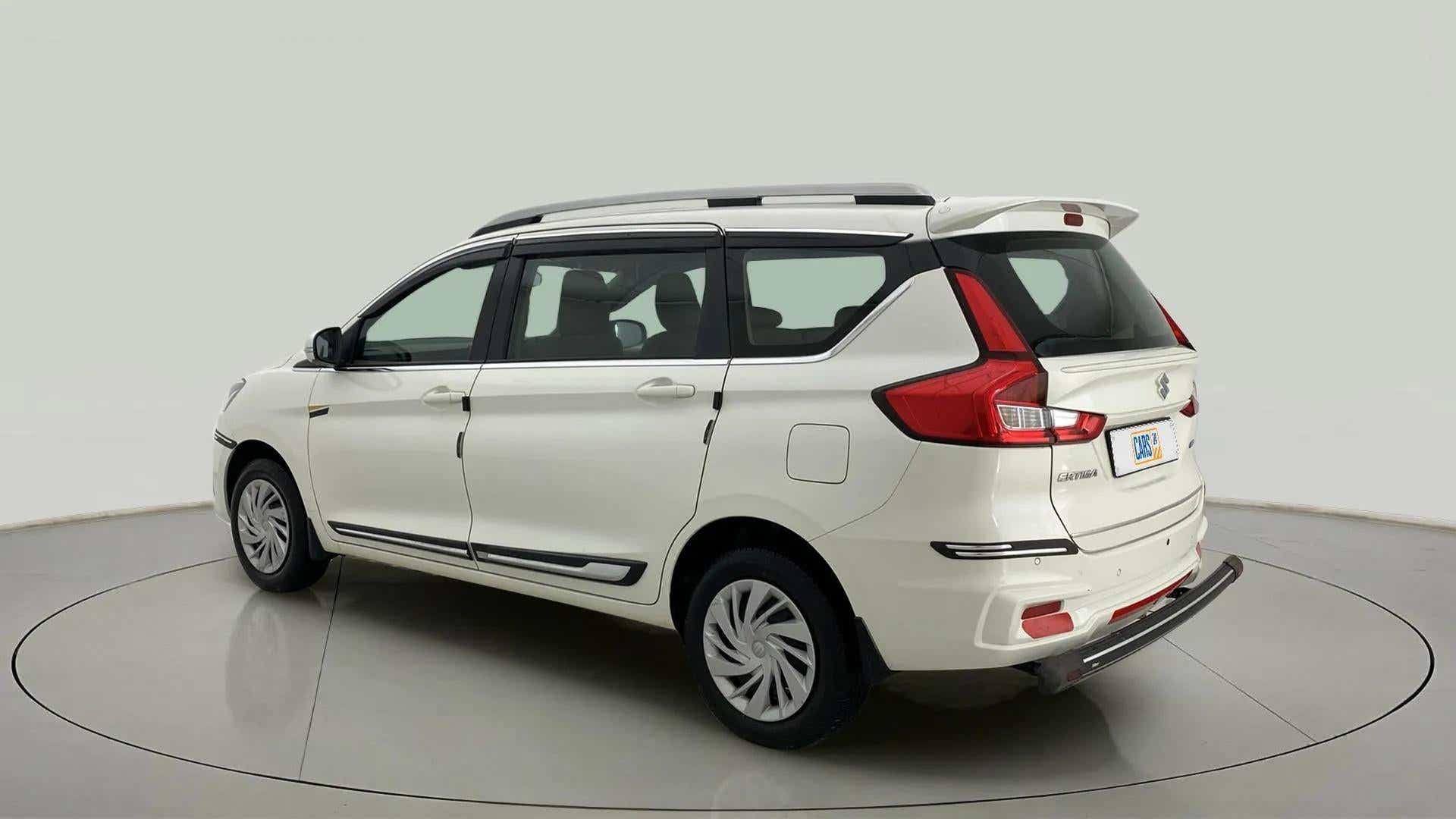 Rear three-quarter view of a Maruti Suzuki Ertiga