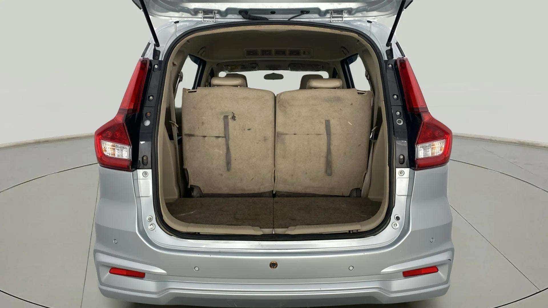 Rear view of a Maruti Suzuki Ertiga with open boot