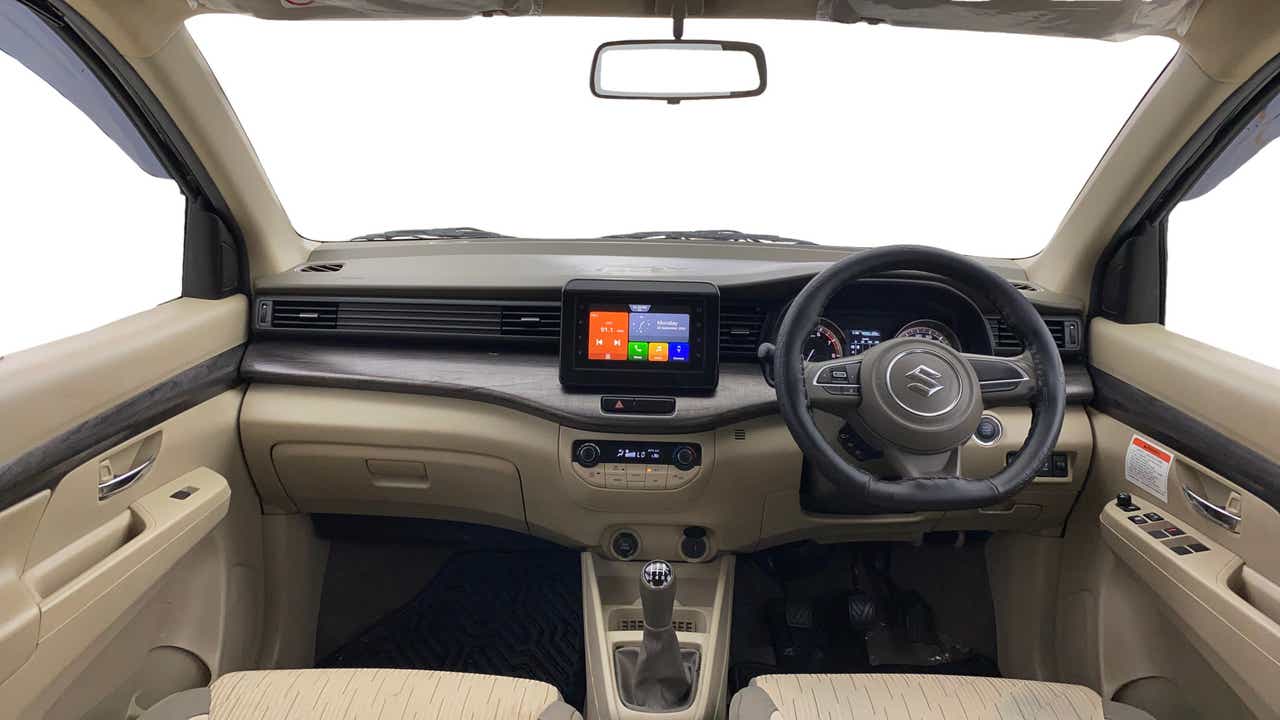 Dashboard and steering wheel of a Maruti Suzuki Ertiga