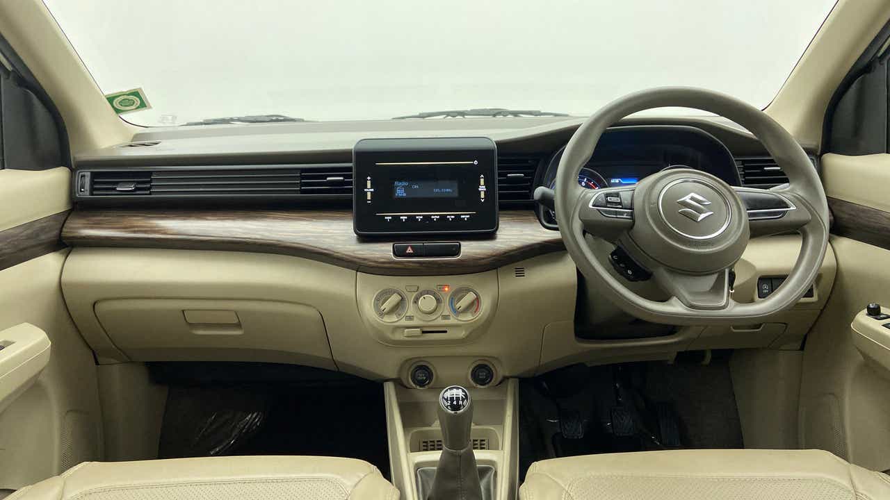 Dashboard and steering wheel of a Maruti Suzuki Ertiga