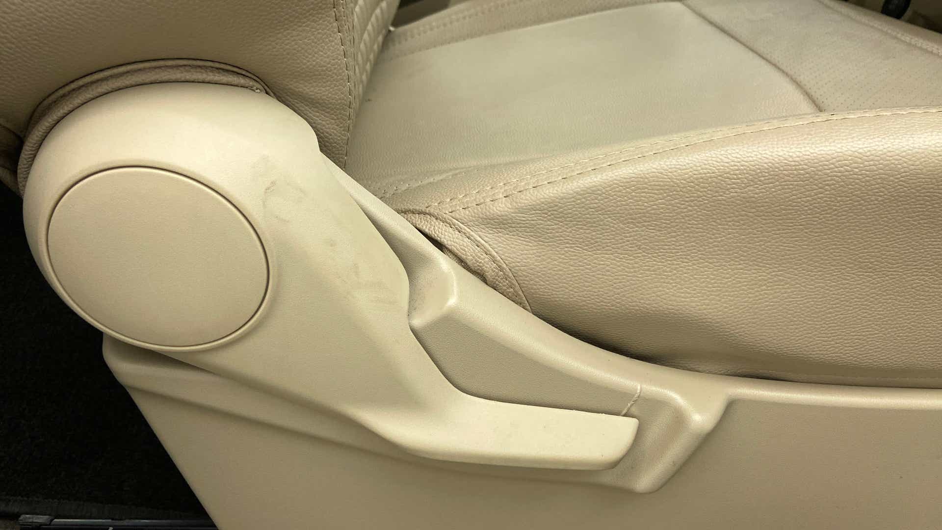 Close-up of seat adjustment lever of a Maruti Suzuki Ertiga