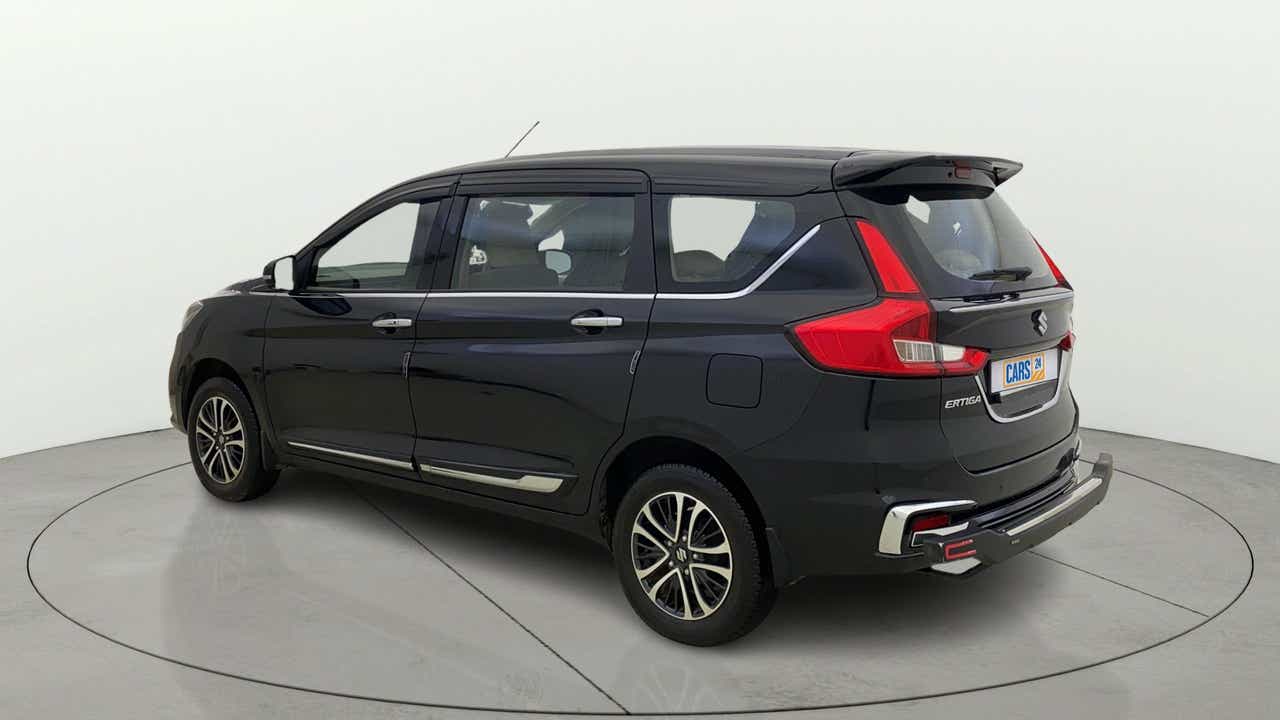 Rear three-quarter view of a Maruti Suzuki Ertiga