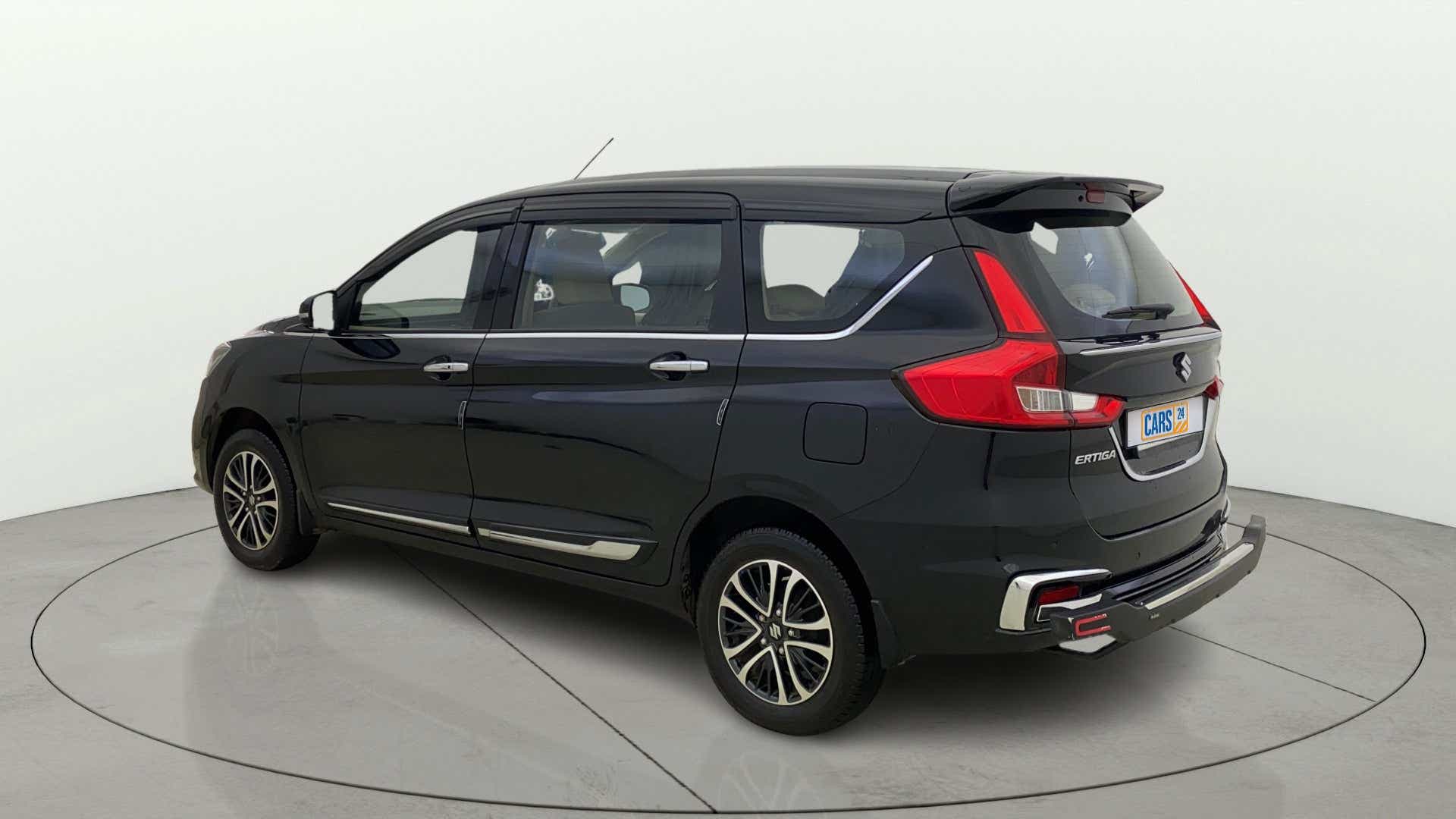 Rear three-quarter view of a Maruti Suzuki Ertiga