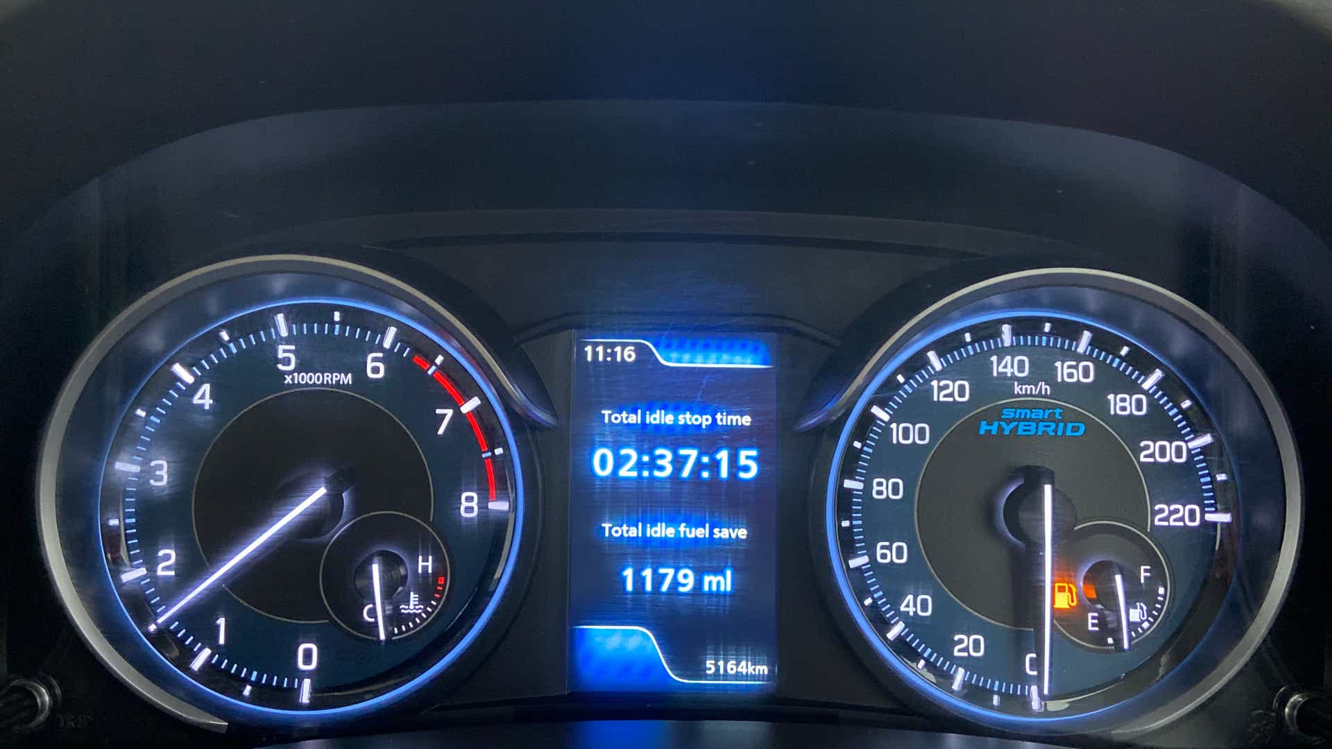 Instrument cluster of a Maruti Suzuki Ertiga smart hybrid