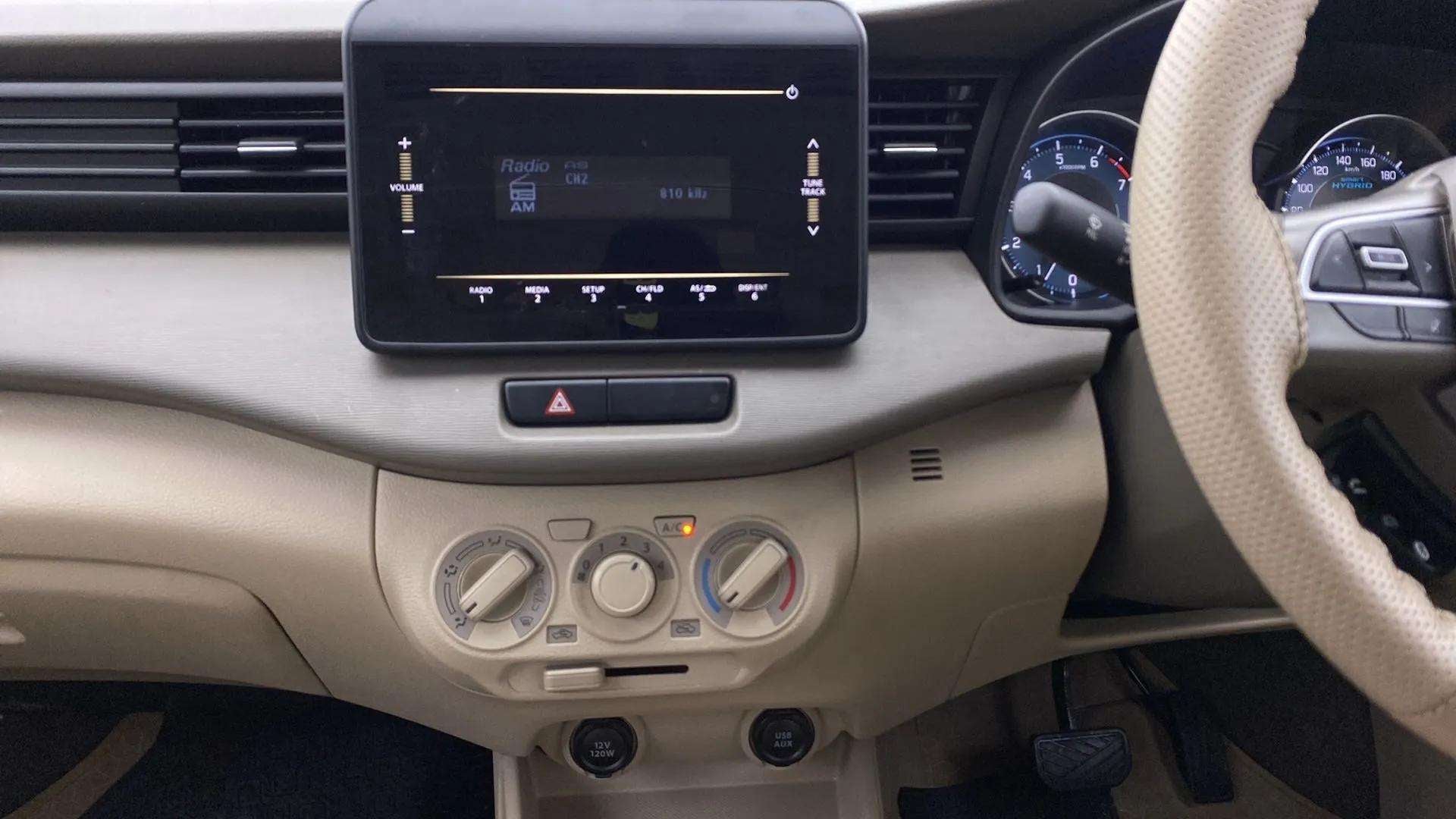 Dashboard and center console of a Maruti Suzuki Ertiga