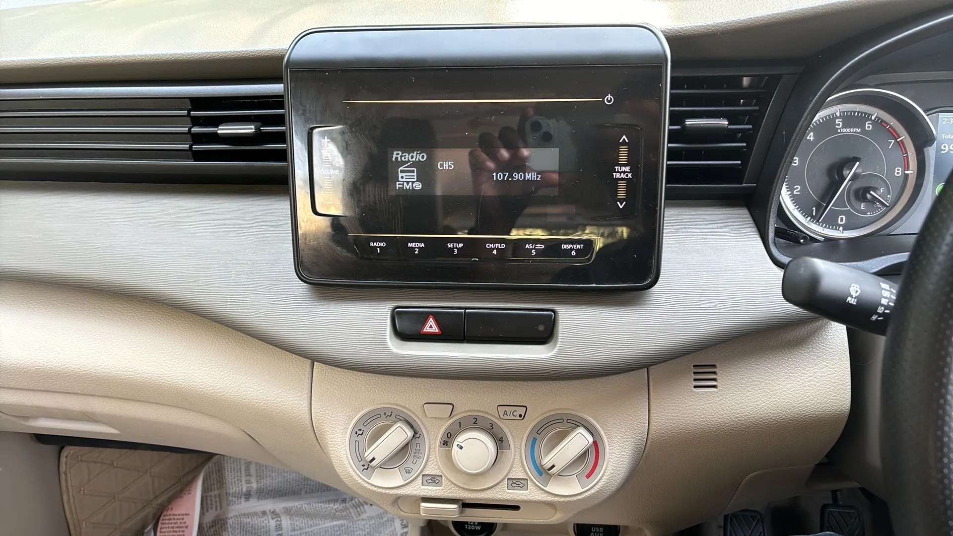 Dashboard and infotainment system of a Maruti Suzuki Ertiga