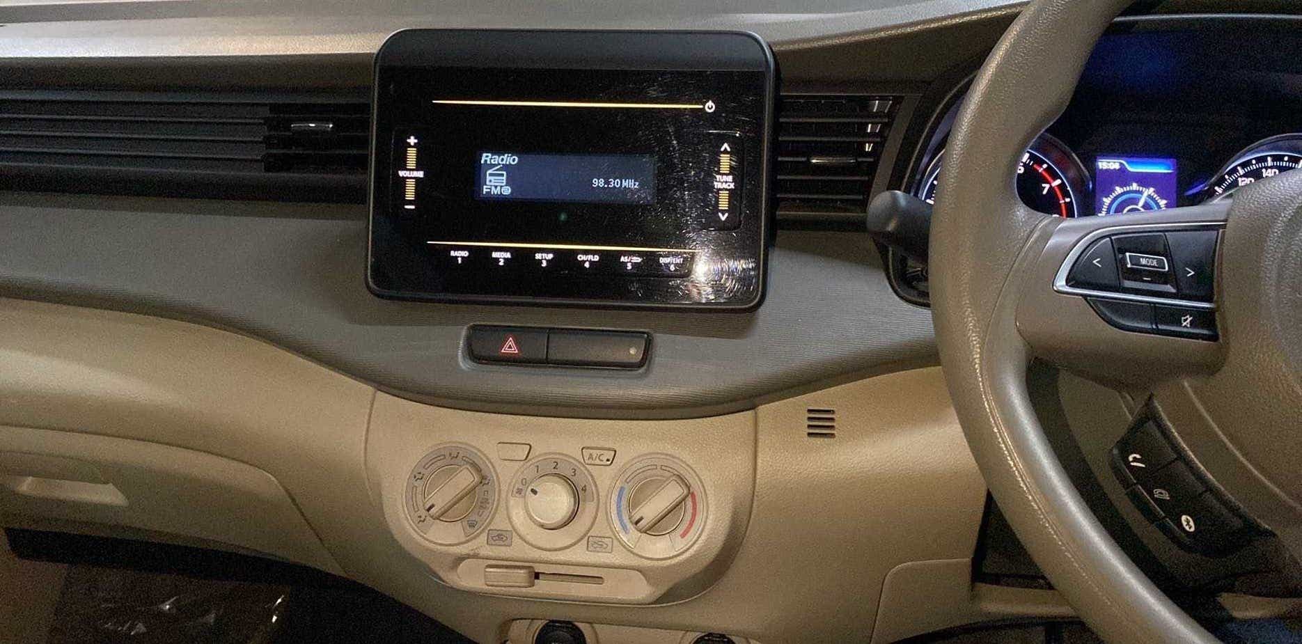 Dashboard and steering wheel of a Maruti Suzuki Ertiga