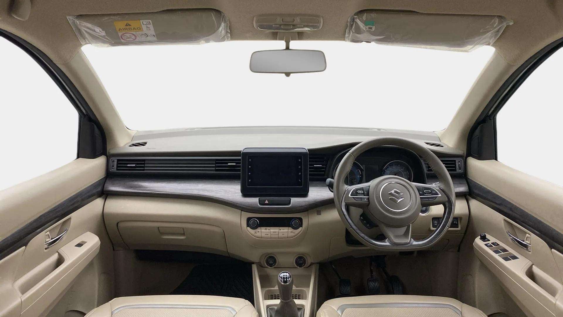 Dashboard and steering wheel of a Maruti Suzuki Ertiga