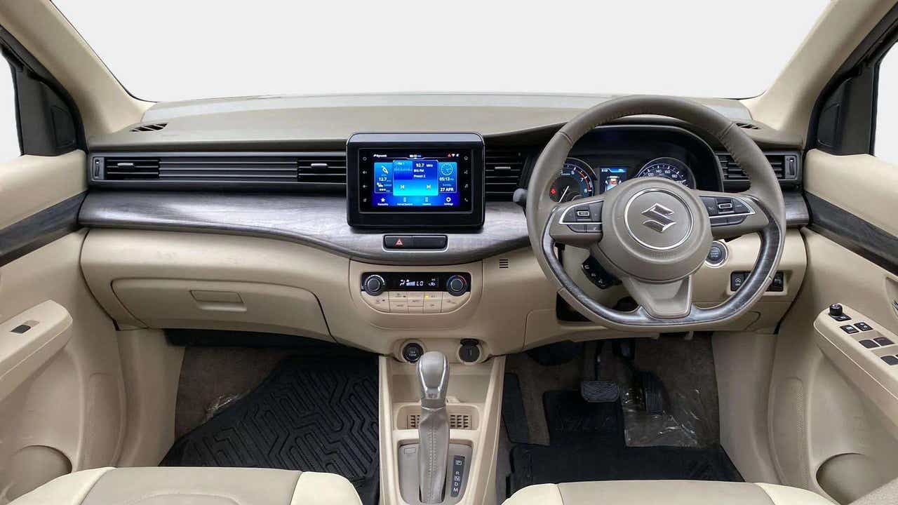 Dashboard and steering wheel of a Maruti Suzuki Ertiga
