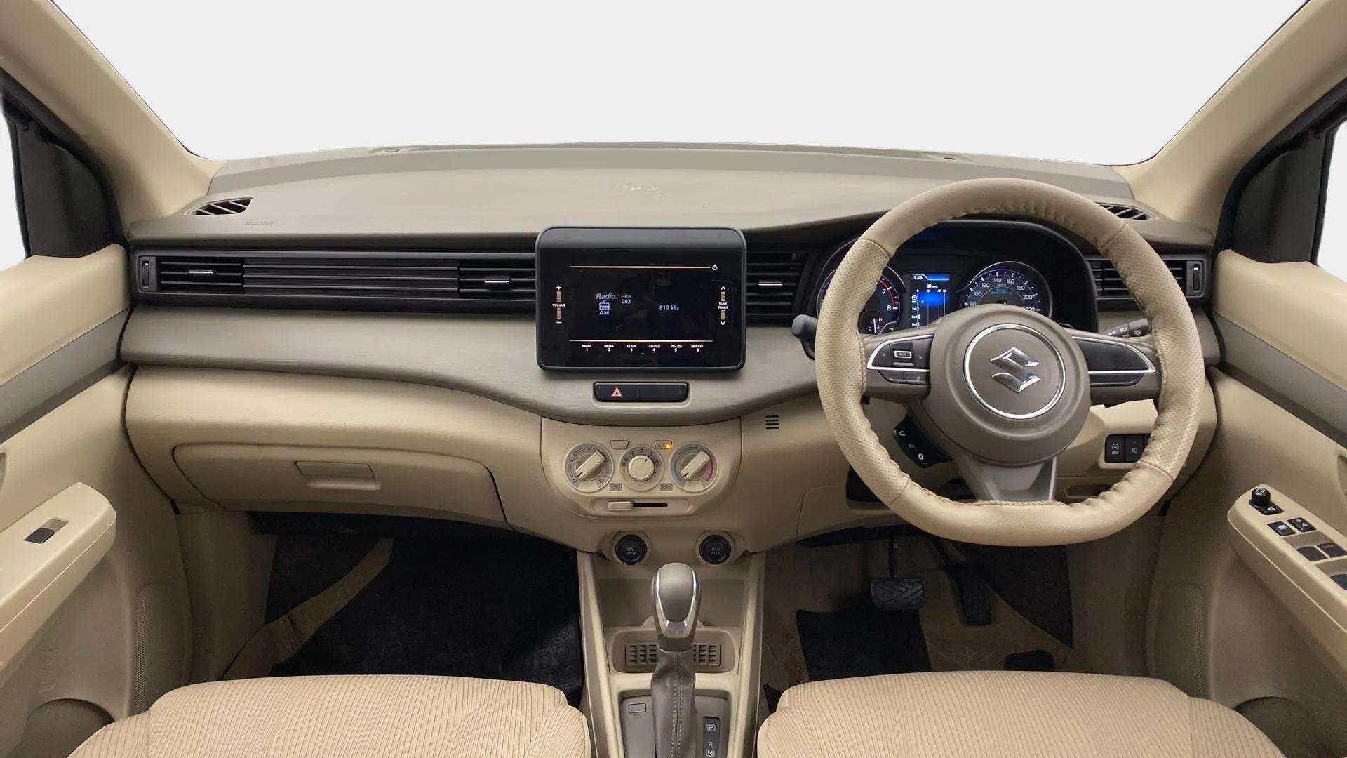 Dashboard and steering wheel of a Maruti Suzuki Ertiga
