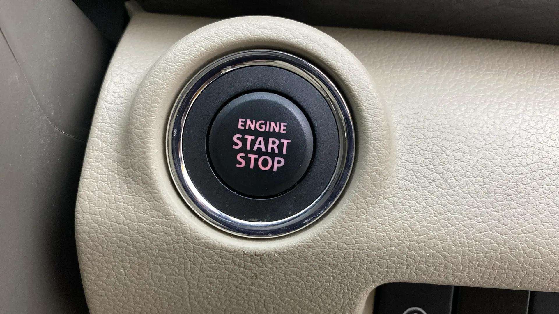 Close-up of engine start stop button in a Maruti Suzuki Ertiga