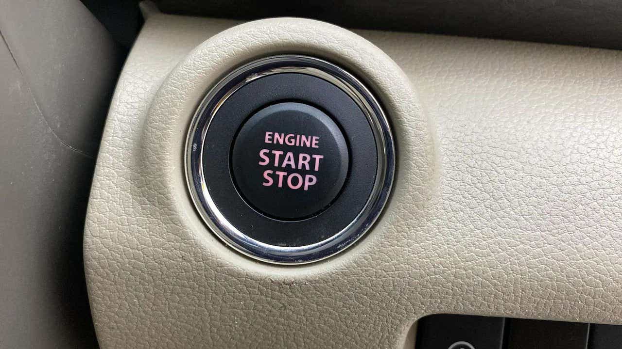 Close-up of engine start stop button in a Maruti Suzuki Ertiga