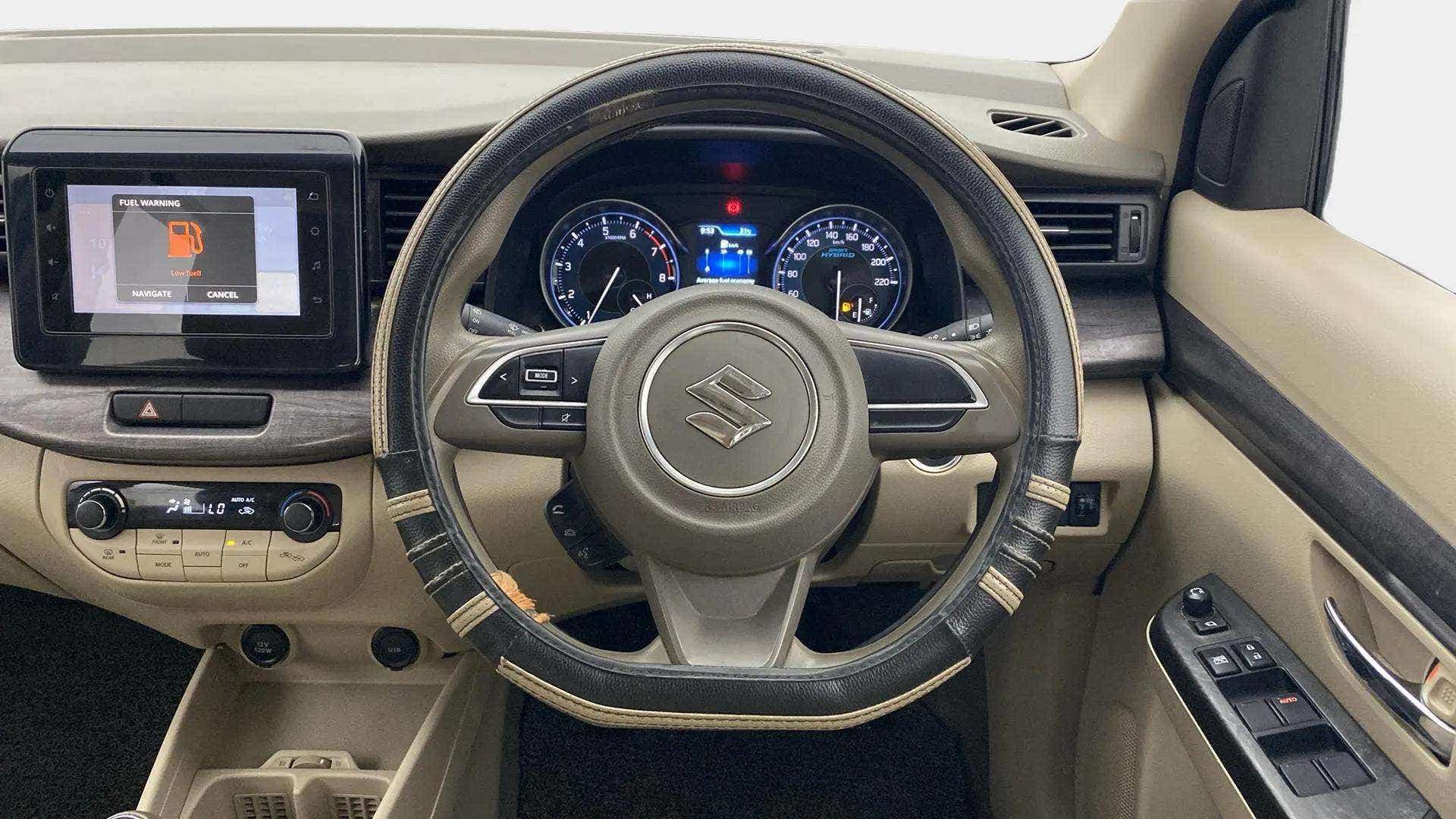 Interior dashboard view of a Maruti Suzuki Ertiga