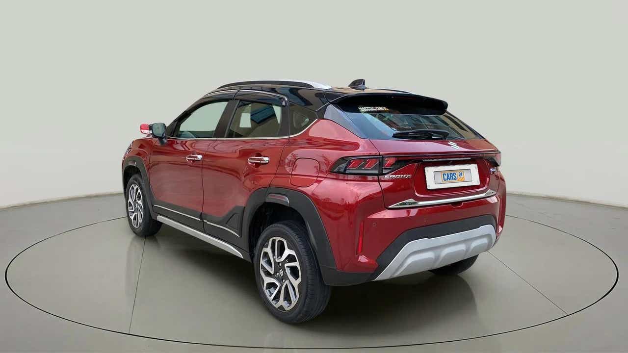Rear three-quarter view of a Maruti Suzuki FRONX