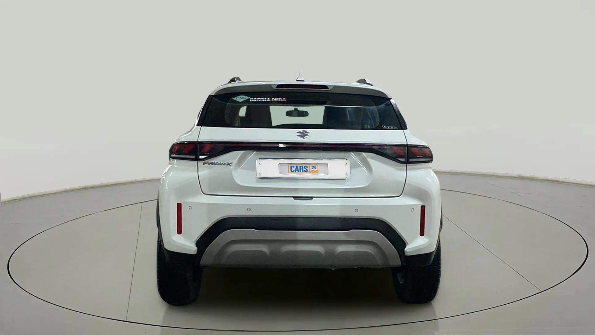 Rear view of a maruti suzuki fronx