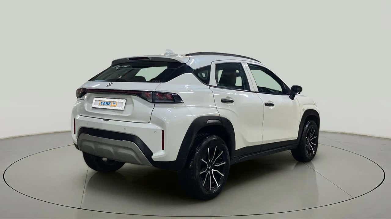 Rear three-quarter view of a Maruti Suzuki FRONX