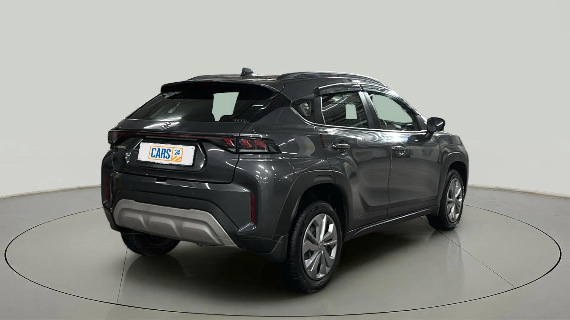 Rear three-quarter view of a Maruti Suzuki FRONX