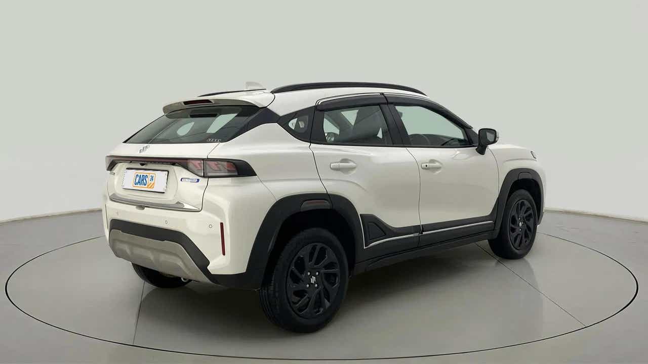 Rear three-quarter view of a Maruti Suzuki FRONX