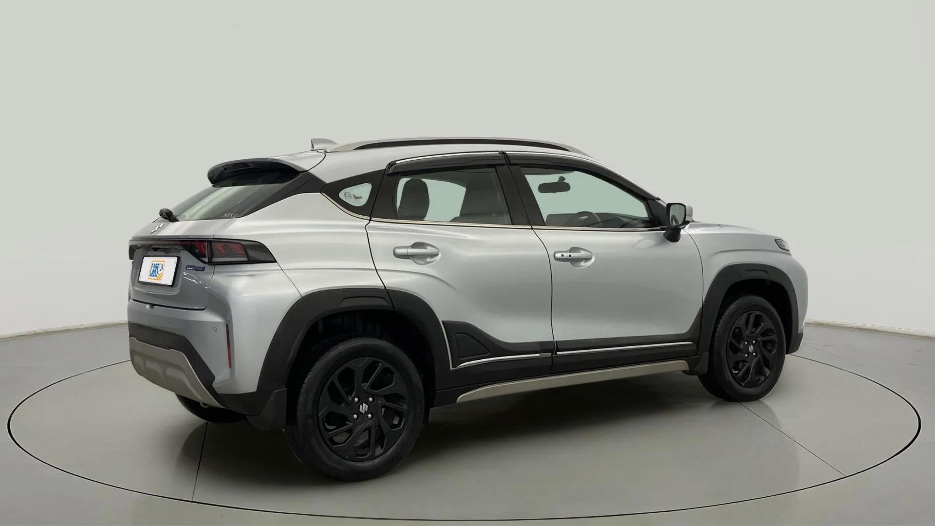 Rear three-quarter view of a maruti suzuki fronx