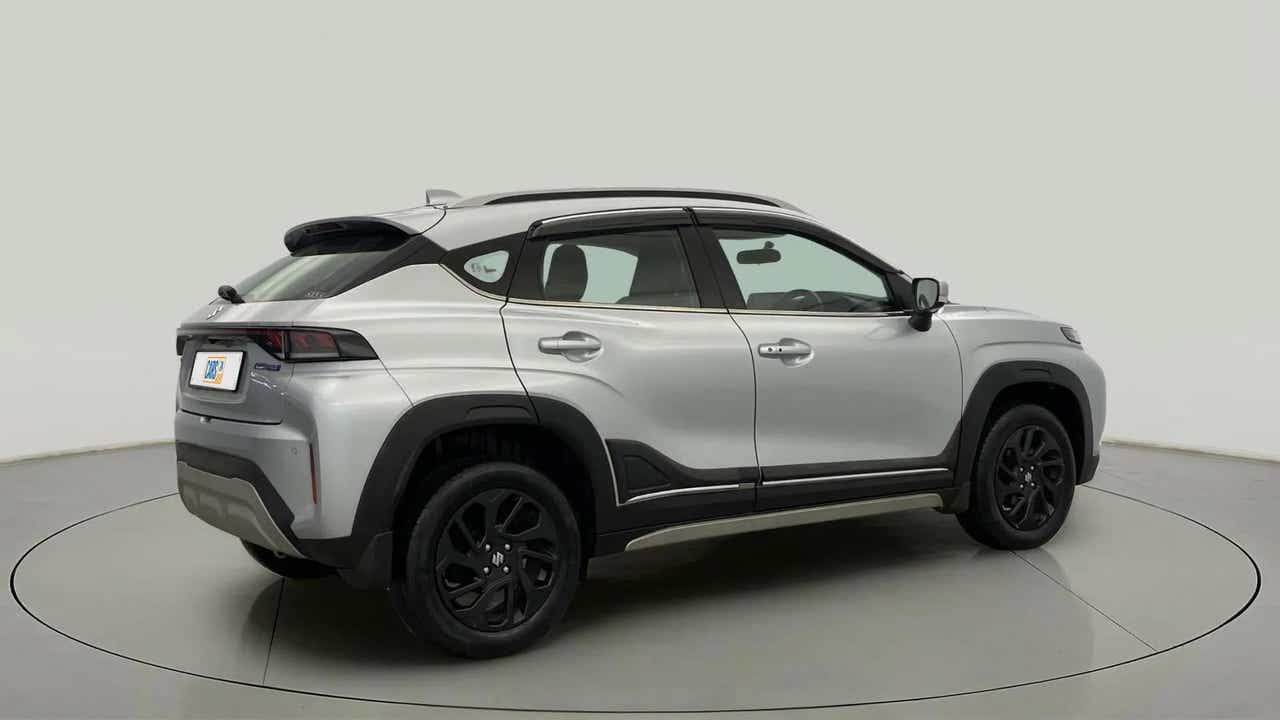 Rear three-quarter view of a maruti suzuki fronx