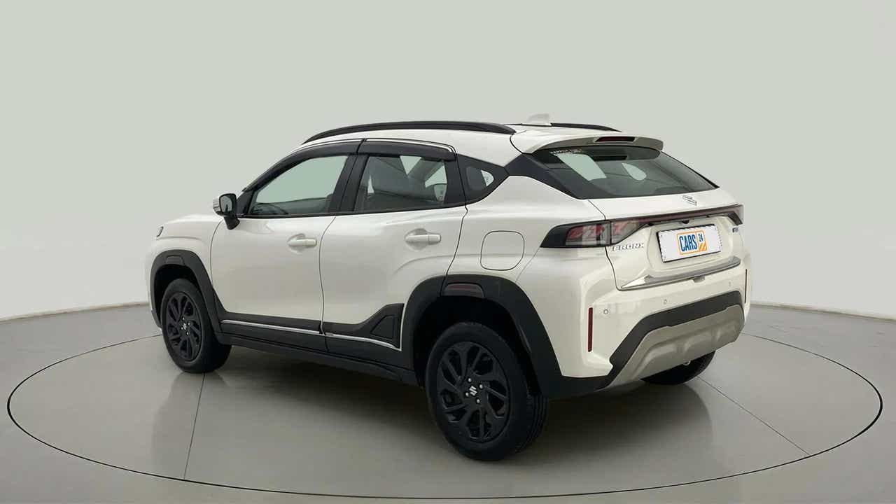 Rear three-quarter view of a maruti suzuki fronx