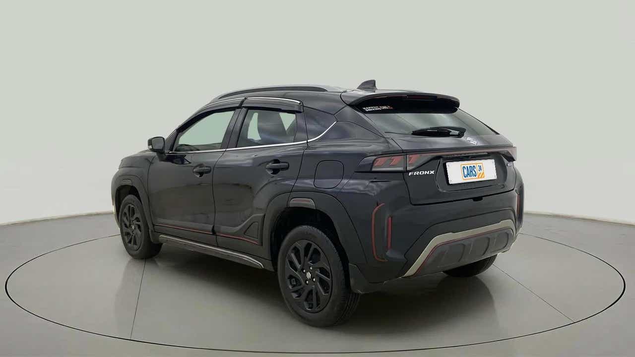 Rear three-quarter view of a Maruti Suzuki FRONX