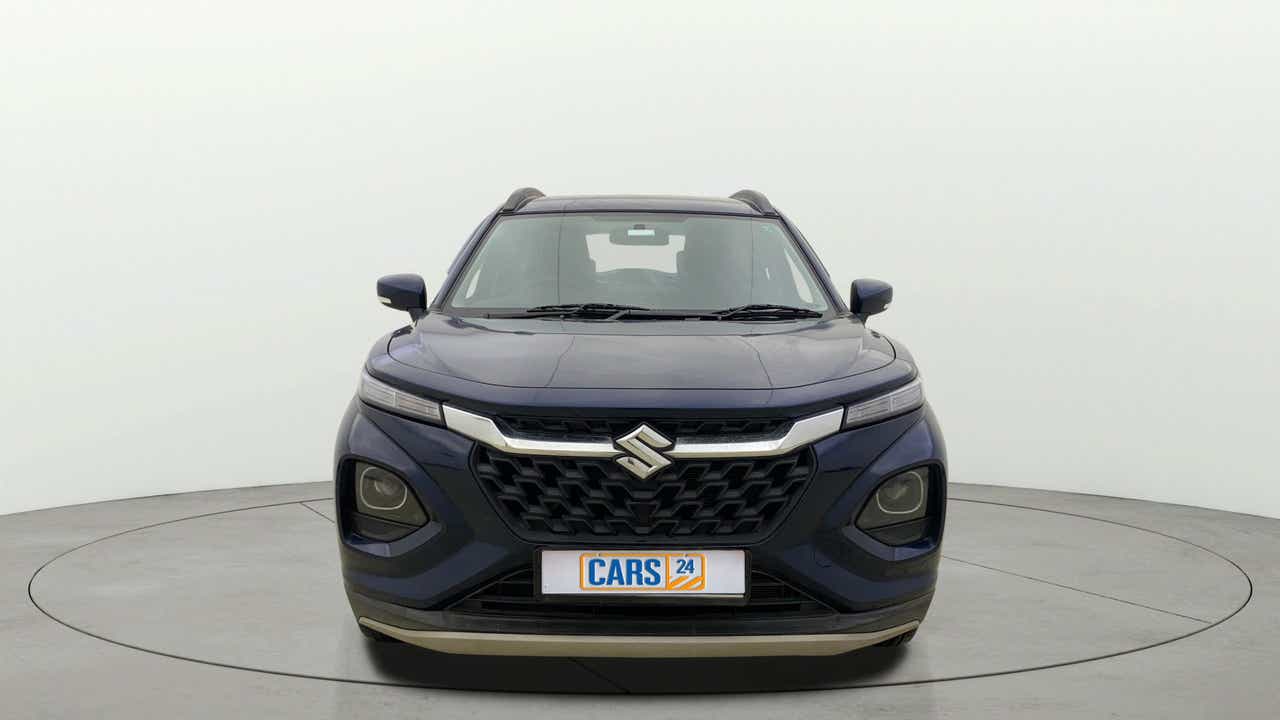 Front view of a Nexa Blue Maruti Suzuki FRONX