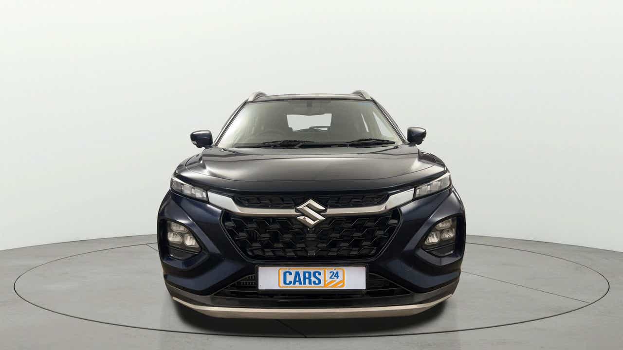 Front view of a Nexa Blue Maruti Suzuki FRONX