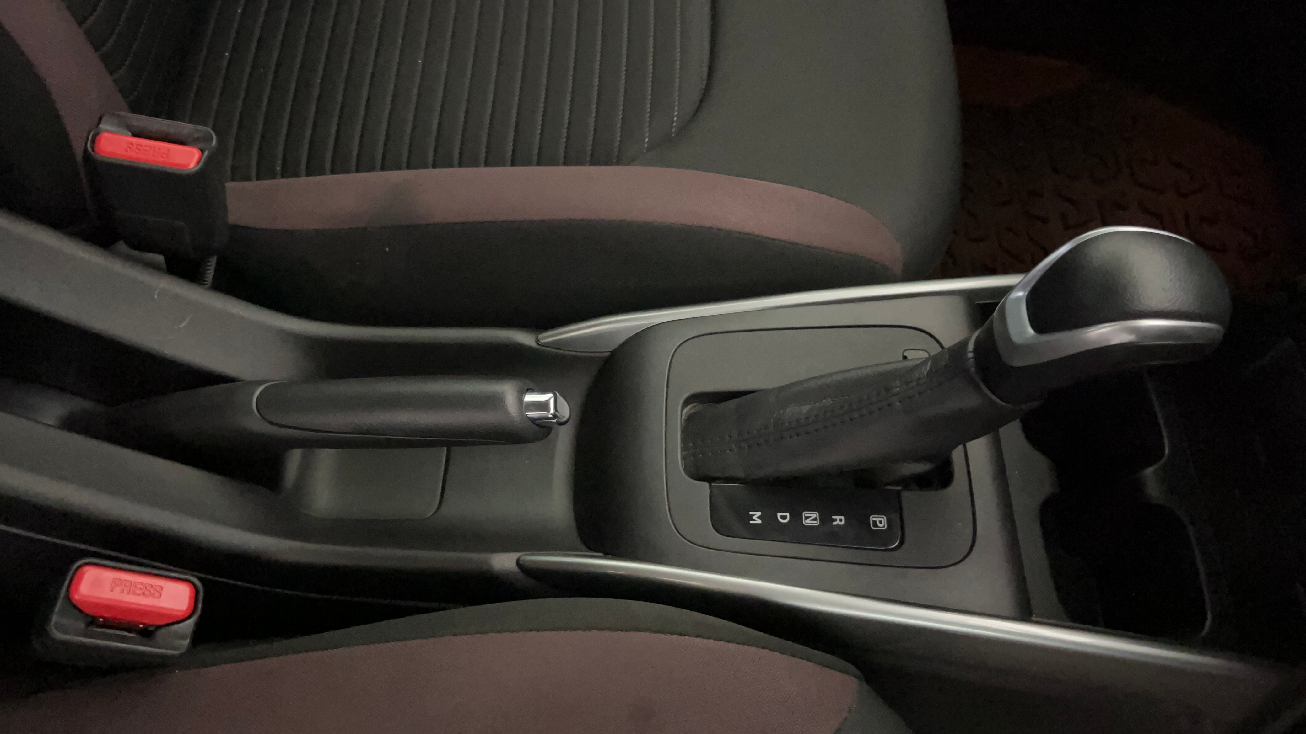 Centre console and gear shifter of a Maruti Suzuki FRONX