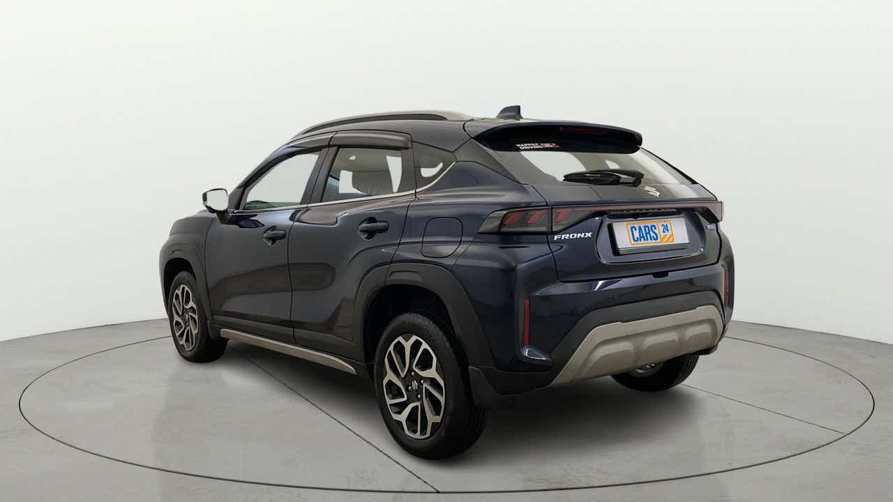 Rear three-quarter view of a Maruti Suzuki FRONX