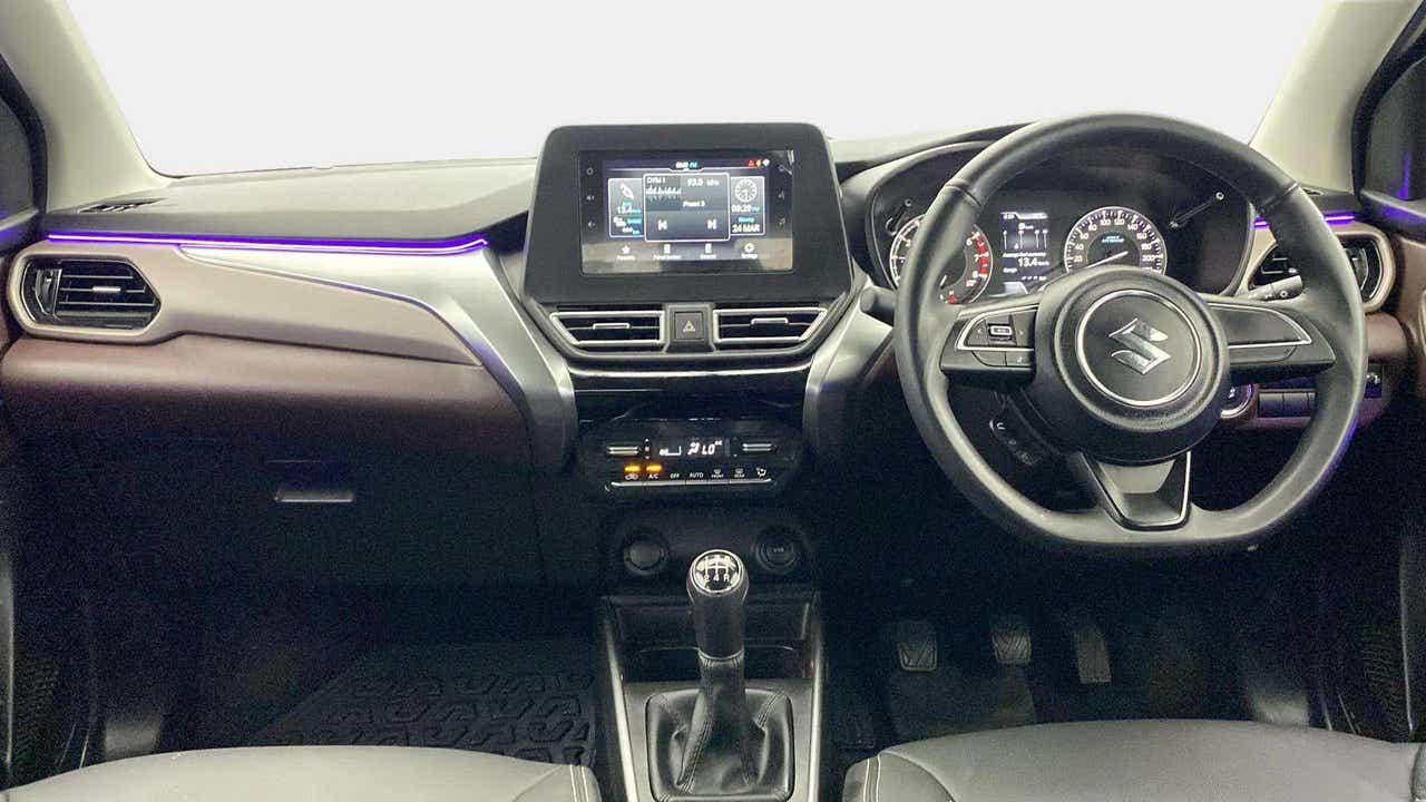 Dashboard and steering wheel of a Maruti Suzuki FRONX