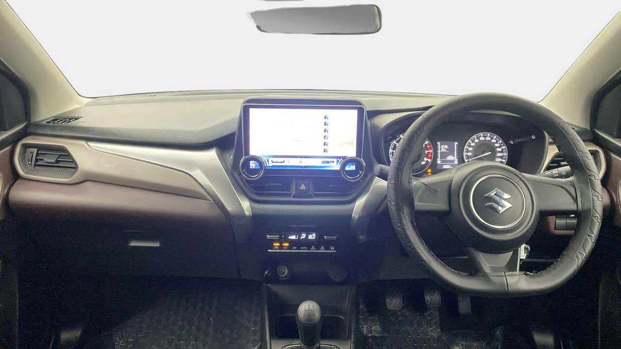 Dashboard and steering wheel of a Maruti Suzuki FRONX